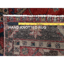 Load image into Gallery viewer, 3&#39;4&quot;x10&#39;5&quot; Tomato Red, Vintage Persian Heriz, Evenly Worn, Hand Knotted Sides and Ends Professionally Secured and Cleaned, Excellent Condition, Sheared Low, Oriental Wide Runner Rug FWR516144