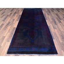 Load image into Gallery viewer, 3&#39;5&quot;x9&#39; Pickled Beet Purple, Old Northwest Persian Overdyed, Evenly Worn Natural Wool Distressed, Sides and Ends Professionally Secured, Cleaned, Hand Knotted Sheared Low Wide Runner, Oriental Rug FWR516150