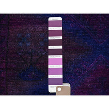 Load image into Gallery viewer, 3&#39;5&quot;x9&#39; Pickled Beet Purple, Old Northwest Persian Overdyed, Evenly Worn Natural Wool Distressed, Sides and Ends Professionally Secured, Cleaned, Hand Knotted Sheared Low Wide Runner, Oriental Rug FWR516150