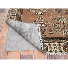 Load image into Gallery viewer, 3&#39;8&quot;x6&#39;2&quot; Mocha Mousse Brown, Evenly Worn Natural Wool, Semi Antique Persian Baluch With Hanging Lamp Design, Sides and Ends Professionally Secured and Cleaned, Sheared Low, Oriental Excellent Condition Rug FWR516288