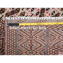 Load image into Gallery viewer, 4&#39;4&quot;x6&#39;1&quot; Spanish Villa Pink, Sheared Low and Distressed With Small Repetitive Design, Pure Wool Hand Knotted Worn Vintage Persian Tourkaman, Great Condition, Cleaned, Oriental Rug FWR516342