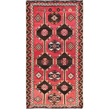 Load image into Gallery viewer, 3&#39;5&quot;x6&#39;10&quot; Lychee Red, Sheared Low and Cropped Thin, Good Condition Vintage Persian Shiraz With Wool Foundation, Sides and Ends Secured, Professionally Cleaned, Evenly Worn Pure Wool, Distressed Hand Knotted Oriental Rug FWR516372