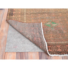 Load image into Gallery viewer, 3&#39;x6&#39;7&quot; Fenugreek Brown, Hand Knotted, Sheared Low, Vintage Worn Persian Baluch, Abrash, Sides and Ends Secured, Professionally Cleaned, Distressed All Wool, Oriental Rug FWR516378