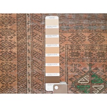 Load image into Gallery viewer, 3&#39;x6&#39;7&quot; Fenugreek Brown, Hand Knotted, Sheared Low, Vintage Worn Persian Baluch, Abrash, Sides and Ends Secured, Professionally Cleaned, Distressed All Wool, Oriental Rug FWR516378