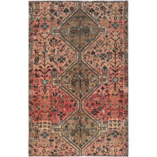 Load image into Gallery viewer, 4&#39;x6&#39;1&quot; Acorn Brown, Old Persian Shiraz with Small Animal Figurines and Distinct Abrash, Evenly Worn Pure Wool, Sides and Ends Secured, Professionally Cleaned, Distressed Look, Sheared Low, Oriental Rug FWR516402