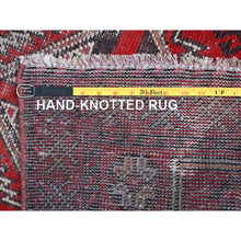 Load image into Gallery viewer, 4&#39;x6&#39;5&quot; Tomato Red, Hand Knotted 100% Wool Vintage Persian Baluch, Abrash, Evenly Worn Sheared Low, Distressed and Sides and Ends Secured, Professionally Cleaned, Cropped Thin, Oriental Rug FWR516408