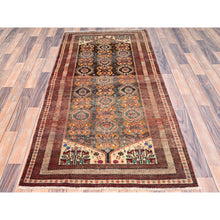 Load image into Gallery viewer, 3&#39;3&quot;x6&#39;6&quot; Brown Stone, Old Persian Baluch With Distinct Abrash, Cropped Thin, Evenly Worn Pure Wool Hand Knotted, Sheared Low Distressed Look, Excellent Condition, Clean with Sides and Ends Professionally Secured, Oriental Rug FWR516426