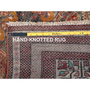 3'3"x6'6" Brown Stone, Old Persian Baluch With Distinct Abrash, Cropped Thin, Evenly Worn Pure Wool Hand Knotted, Sheared Low Distressed Look, Excellent Condition, Clean with Sides and Ends Professionally Secured, Oriental Rug FWR516426