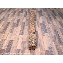 Load image into Gallery viewer, 5&#39;8&quot;x8&#39;7&quot; Bisque Brown, Hand Knotted Old Persian Shiraz With Small Birds Figurines, Evenly Worn 100% Wool, Cropped Thin, Sides and Ends Secured, Professionally Cleaned, Distressed Look, Sheared Low, Oriental Rug FWR516528