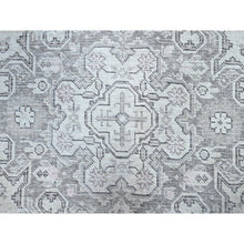 Load image into Gallery viewer, 6&#39;6&quot;x9&#39;2&quot; Snowbound White, Hand Knotted Old Persian Tabriz White Wash Geometric Design, Shiny Wool With Excellent Condition, Distressed Look, Cropped Thin, Sheared Low, Even Wear, Oriental Rug FWR516564