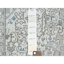 Load image into Gallery viewer, 6&#39;5&quot;x9&#39;1&quot; Chantilly Lace White, Good Condition, Cropped Thin, Sheared Low, Vintage Persian Tabriz Geometric Medallion, Even Wear, Sides and Ends Professionally Secured and Cleaned, Distressed Extra Soft Wool Oriental Rug FWR516570