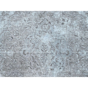 6'3"x9'6" Cloud Gray, Sides and Ends Professionally Secured and Cleaned, Great Condition Hand Knotted White Wash Semi Antique Persian Tabriz, Evenly Worn Hand Knotted Extra Soft Wool, Sheared Low, Cropped Thin, Oriental Rug FWR516588