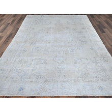 Load image into Gallery viewer, 6&#39;3&quot;x9&#39; Brilliant White, 100% Wool, Mint Condition Overdyed Vintage Persian Tabriz, Cropped Thin, Evenly Worn and Distressed, Hand Knotted, Oriental Rug FWR516600