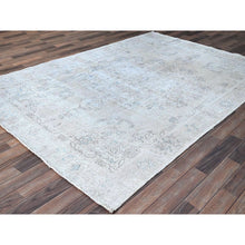 Load image into Gallery viewer, 6&#39;3&quot;x9&#39; Brilliant White, 100% Wool, Mint Condition Overdyed Vintage Persian Tabriz, Cropped Thin, Evenly Worn and Distressed, Hand Knotted, Oriental Rug FWR516600