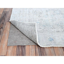 Load image into Gallery viewer, 6&#39;3&quot;x9&#39; Brilliant White, 100% Wool, Mint Condition Overdyed Vintage Persian Tabriz, Cropped Thin, Evenly Worn and Distressed, Hand Knotted, Oriental Rug FWR516600