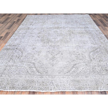 Load image into Gallery viewer, 7&#39;5&quot;x10&#39; Dieskau Gray, Evenly Worn, Old Persian White Wash Tabriz With Blue Highlights, Professionally Cleaned and Sides and Ends Secured, Soft Wool Sheared Low, Excellent Condition Oriental Cropped Thin Rug FWR516606