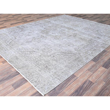 Load image into Gallery viewer, 7&#39;5&quot;x10&#39; Dieskau Gray, Evenly Worn, Old Persian White Wash Tabriz With Blue Highlights, Professionally Cleaned and Sides and Ends Secured, Soft Wool Sheared Low, Excellent Condition Oriental Cropped Thin Rug FWR516606