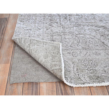 Load image into Gallery viewer, 7&#39;5&quot;x10&#39; Dieskau Gray, Evenly Worn, Old Persian White Wash Tabriz With Blue Highlights, Professionally Cleaned and Sides and Ends Secured, Soft Wool Sheared Low, Excellent Condition Oriental Cropped Thin Rug FWR516606