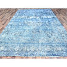 Load image into Gallery viewer, 7&#39;5&quot;x11&#39; Hawaiian Surf Blue, Excellent Condition, Cropped Thin and Sheared Low, Hand Knotted Sides and Ends Secured, Professionally Cleaned, Evenly Worn Vibrant Wool, Overdyed Old Persian Tabriz, Oriental Rug FWR516612