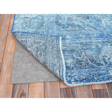 Load image into Gallery viewer, 7&#39;5&quot;x11&#39; Hawaiian Surf Blue, Excellent Condition, Cropped Thin and Sheared Low, Hand Knotted Sides and Ends Secured, Professionally Cleaned, Evenly Worn Vibrant Wool, Overdyed Old Persian Tabriz, Oriental Rug FWR516612