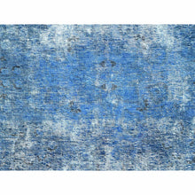 Load image into Gallery viewer, 7&#39;5&quot;x11&#39; Hawaiian Surf Blue, Excellent Condition, Cropped Thin and Sheared Low, Hand Knotted Sides and Ends Secured, Professionally Cleaned, Evenly Worn Vibrant Wool, Overdyed Old Persian Tabriz, Oriental Rug FWR516612