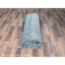 Load image into Gallery viewer, 7&#39;5&quot;x11&#39; Hawaiian Surf Blue, Excellent Condition, Cropped Thin and Sheared Low, Hand Knotted Sides and Ends Secured, Professionally Cleaned, Evenly Worn Vibrant Wool, Overdyed Old Persian Tabriz, Oriental Rug FWR516612