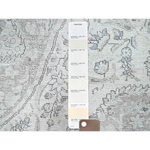 Load image into Gallery viewer, 7&#39;8&quot;x10&#39;4&quot; Silos White, Evenly Worn Natural Wool, Semi Antique Persian White Wash Tabriz With Touches Of Blue, Sides and Ends Professionally Secured and Cleaned, Sheared Low, Oriental Excellent Condition Rug FWR516630