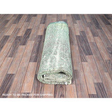 Load image into Gallery viewer, 6&#39;1&quot;x9&#39; Peacock Green, Organic Wool Hand Knotted Overdyed Old Persian Tabriz, Worn Down, Good Condition, Distressed Look and Sheared Low, Sides and Ends Professionally Cleaned and Secured, Cropped Thin Oriental Rug FWR516654