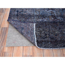 Load image into Gallery viewer, 6&#39;5&quot;x10&#39;3&quot; Peacoat Blue and Charcoal Black, Overdyed, Semi Antique Tabriz, Pure Wool Sheared Low, Worn and Distressed, Professional Cleaner, Tone on Tone, Hand Knotted, Excellent Condition Oriental Rug FWR516660