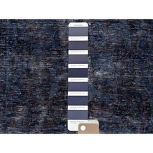 Load image into Gallery viewer, 6&#39;5&quot;x10&#39;3&quot; Peacoat Blue and Charcoal Black, Overdyed, Semi Antique Tabriz, Pure Wool Sheared Low, Worn and Distressed, Professional Cleaner, Tone on Tone, Hand Knotted, Excellent Condition Oriental Rug FWR516660