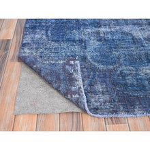 Load image into Gallery viewer, 8&#39;3&quot;x10&#39;9&quot; Nightshadow Blue, Overdyed, Vintage Persian Kerman, Extra Soft Wool, Worn and Distressed, Tone on Tone, Shaved Down, Hand Knotted, Cleaned with Sides and Edges Professionally Secured Oriental Rug FWR516672