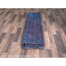 Load image into Gallery viewer, 8&#39;3&quot;x10&#39;9&quot; Nightshadow Blue, Overdyed, Vintage Persian Kerman, Extra Soft Wool, Worn and Distressed, Tone on Tone, Shaved Down, Hand Knotted, Cleaned with Sides and Edges Professionally Secured Oriental Rug FWR516672