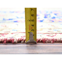 Load image into Gallery viewer, 9&#39;5&quot;x13&#39; Pale Violet Red With Byzantine Blue, Vintage Persian Kerman With Open Field Medallion Design, Evenly Worn Abrash, Professionally Secured and Cleaned, Sheared Low, Hand Knotted Pure Wool Distressed Feel Oriental Rug FWR516696