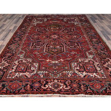 Load image into Gallery viewer, 7&#39;2&quot;x9&#39;10&quot; Burning Brush Red, Rustic Look, Sides and Ends Professionally Cleaned and Secured, Vintage and 100% Wool Good Condition Semi Antique Persian Heriz Design, Hand Knotted, Oriental Rug FWR516828