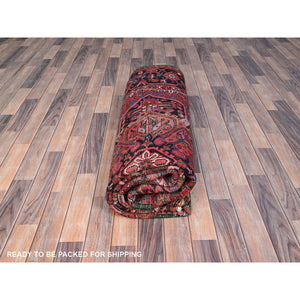 7'2"x9'10" Burning Brush Red, Rustic Look, Sides and Ends Professionally Cleaned and Secured, Vintage and 100% Wool Good Condition Semi Antique Persian Heriz Design, Hand Knotted, Oriental Rug FWR516828