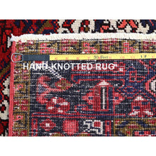 Load image into Gallery viewer, 7&#39;1&quot;x9&#39;6&quot; Lusty Red With Brewers Blue, Cleaned and Secured Sides and Ends, Vivid and Shiny Wool, Great Condition Hand Knotted Vintage Persian Heriz Oriental Rug FWR517044