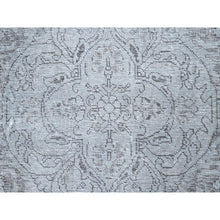 Load image into Gallery viewer, 9&#39;5&quot;x12&#39; Puritan Gray, Hand Knotted Shiny Wool, Sides and Ends Professionally Secured, Cleaned, Semi Antique Persian Silver Wash Tabriz, Good Condition, Worn Down, Sheared Low, Cropped Thin, Distressed Feel Oriental Rug FWR517134