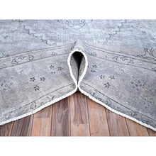 Load image into Gallery viewer, 9&#39;6&quot;x12&#39;4&quot; Silver Sconce Gray, Hand Knotted Distressed Vintage Persian Tabriz, Silver Wash Great Condition, Sheared Low, Sides and Ends Secured, Professionally Cleaned, All Wool Evenly Worn, Oriental Rug FWR517158