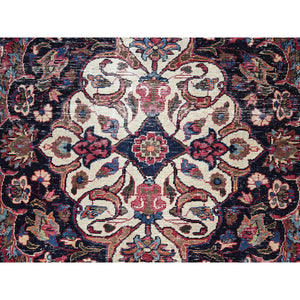 10'x12'7" Barbados Cherry Red, Vintage Persian Mashad, Hand Knotted 100% Wool, Sheared Low and Cropped Thin, Distressed Look, Good Condition, Cleaned, Sides and Ends Professionally Secured, Worn Oriental Rug FWR517170