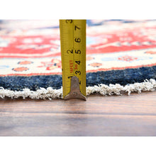 Load image into Gallery viewer, 9&#39;x9&#39; Anchors Aweigh Blue with Upsdell Red, Natural Dyes, Densely Woven, Pure Wool, Special Kazak All Over Geometric Design, Hand Knotted Round Oriental Rug FWR517308