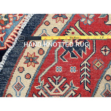 Load image into Gallery viewer, 9&#39;x9&#39; Anchors Aweigh Blue with Upsdell Red, Natural Dyes, Densely Woven, Pure Wool, Special Kazak All Over Geometric Design, Hand Knotted Round Oriental Rug FWR517308