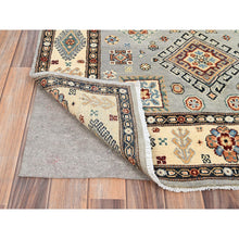 Load image into Gallery viewer, 4&#39;x5&#39;9&quot; Stone Eagle Gray and Gnocchi Beige, Special Kazak, Geometric Design, Hand Knotted 100% Wool Densely Woven Vegetable Dyes Oriental Rug FWR517530