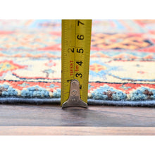 Load image into Gallery viewer, 3&#39;10&quot;x5&#39;10&quot; Tufts Blue, Vegetable Dyes, 100% Wool, Afghan Special Kazak with Geometrical Medallions, Hand Knotted, Oriental Rug FWR517542