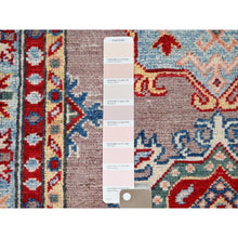 Load image into Gallery viewer, 2&#39;7&quot;x9&#39;3&quot; Silver Pink Gray, Natural Dyes, Hand Knotted Densely Woven, Kazak with Geometric Pattern, Oriental Extra Soft Wool Runner Rug FWR517734