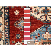 Load image into Gallery viewer, 4&#39;x6&#39; Crimson Red, Large Triple Medallion, All Wool, Densely Woven, Natural Dyes, Kazak Tribal Design, Hand Knotted Oriental Rug FWR517926