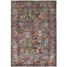 Load image into Gallery viewer, 4&#39;1&quot;x6&#39; Fallen Rock Gray, Colorful Natural Dyes, Hand Knotted Densely Woven, Sultani Pomegranate Design , Oriental Extra Soft Wool Rug FWR518148