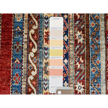 Load image into Gallery viewer, 4&#39;2&quot;x5&#39;9&quot; Gilded Beige, Colorful Vibrant Pure Wool, Afghan Super Kazak with Shawl Design, Hand Knotted Vegetable Dyes Oriental Rug FWR518160