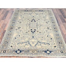 Load image into Gallery viewer, 4&#39;x5&#39;9&quot; Papyrus White, Vegetable Dyes, 100% Wool, Densely Woven Afghan Serapi Heriz Design, Hand Knotted, Oriental Rug FWR518310