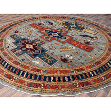 Load image into Gallery viewer, 12&#39;x12&#39; Jubilee Gray, Armenian Inspired Caucasian Design and Small Birds Figurines, Dense Weave and Vegetable Dyes, Extra Soft Wool, Hand Knotted, Round 200 KPSI Oriental Rug FWR518520