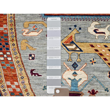 Load image into Gallery viewer, 12&#39;x12&#39; Jubilee Gray, Armenian Inspired Caucasian Design and Small Birds Figurines, Dense Weave and Vegetable Dyes, Extra Soft Wool, Hand Knotted, Round 200 KPSI Oriental Rug FWR518520